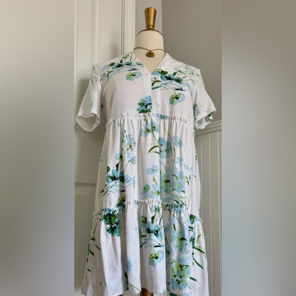New with tags! Fever “Sky Blue Caked Linen Tier” dress! - Picture 7 of 14